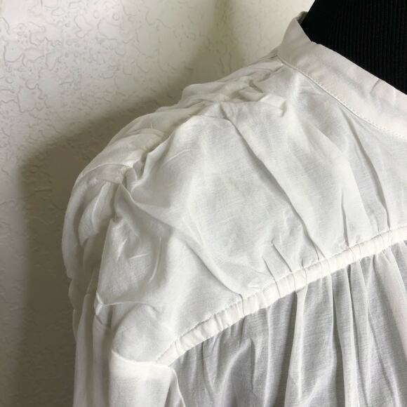Anthropologie Pilcro top womens XS NEW white pleated shoulder popover oversized - Picture 6 of 16
